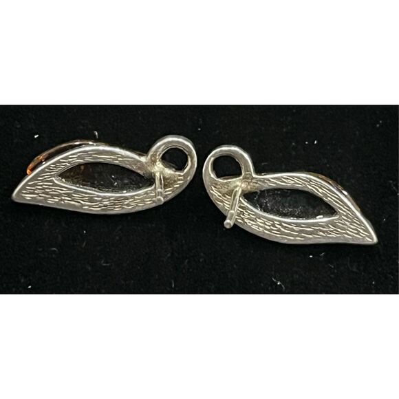 Vintage Baltic Amber Elegant 925 Sterling Silver 3/4 Inch Stud Earrings - Picture 5 of 5